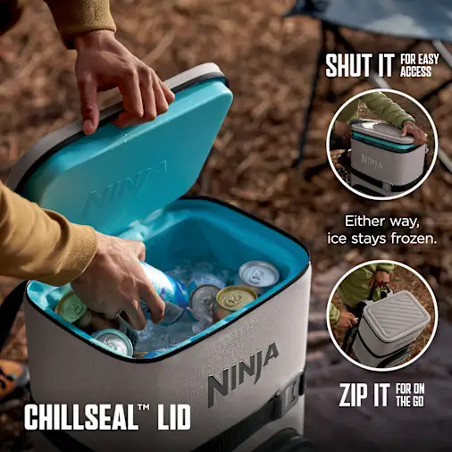 Ninja FrostVault? Go 24-Can Backpack Soft Cooler with Cold Dry Zone (Birch Beige)