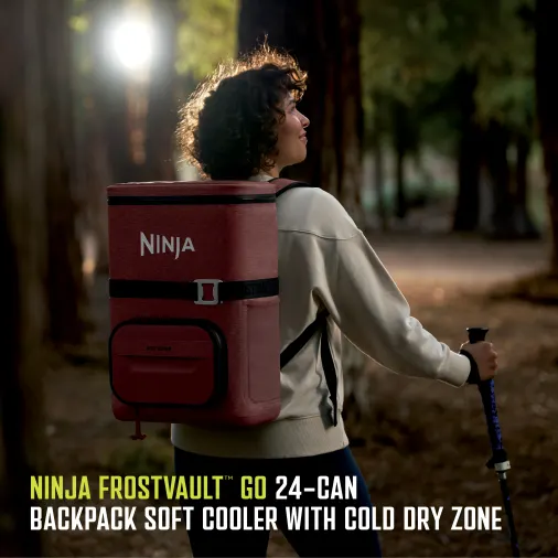 Ninja FrostVault? Go 24-Can Backpack Soft Cooler with Cold Dry Zone (Canyon Red)