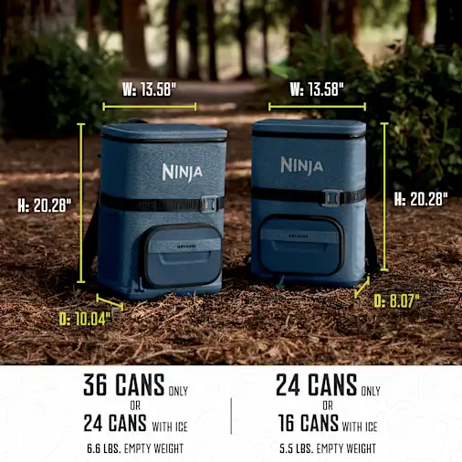 Ninja FrostVault? Go 36-Can Backpack Cooler (Lakeshore Blue) & Crispi Air Fryer Bundle