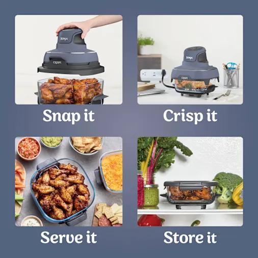 Ninja Crispi? 4-in-1 Lavender Glass Air Fryer 4 QT & (2) 6 Cup Containers