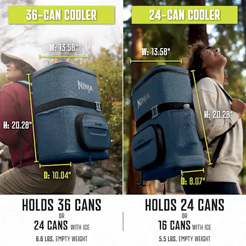 Ninja FrostVault? Go 36-Can Backpack Soft Cooler with Cold Dry Zone (Lakeshore Blue)